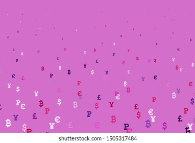 Light Purple, Pink vector texture with colored currency signs. Colored symbols of currency on white background. Design for ad, poster, banner of money making.