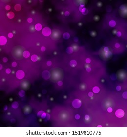 Light Purple, Pink vector texture with circles, stars. Abstract illustration with colorful shapes of circles, stars. Pattern for booklets, leaflets.