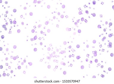 Light Purple, Pink vector texture with delicious snacks. Glitter abstract sketch with gourmet food. Pattern for ad, booklets, leaflets of restaurants.