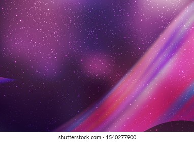 Light Purple, Pink vector texture with milky way stars. Space stars on blurred abstract background with gradient. Smart design for your business advert.