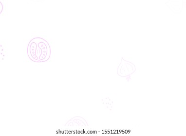 Light Purple, Pink vector texture with delicious snacks. Decorative illustration with food on abstract template. Pattern for menu of cafes, bars, restaurants.