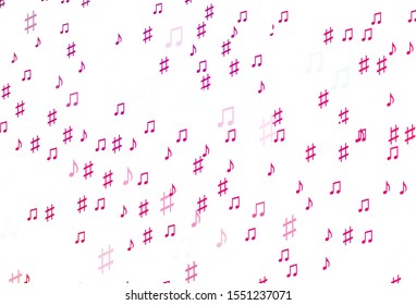 Light Purple, Pink vector texture with musical notes. Shining illustration of colorful gradient music notes. Template for fasion magazines.
