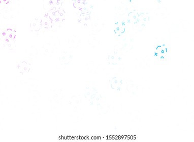 Light Purple, Pink vector texture with mathematic symbols. Modern geometrical illustration with numerals. Pattern for posters, banners of math books.