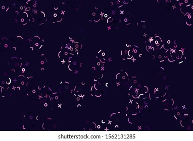 Light Purple, Pink vector texture with mathematic symbols. Modern geometrical illustration with numerals. Smart design for university advert.