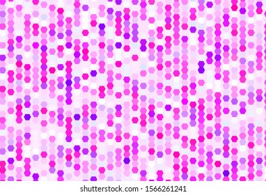 Light Purple, Pink vector texture with colorful hexagons. Colorful hexagons on blur backdrop. Design for your business advert.