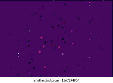 Light Purple, Pink vector texture in poly style with circles, cubes. Glitter abstract illustration with spheres, squares, lines. Template for wallpapers.