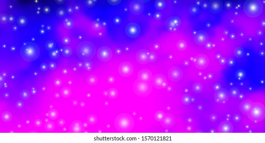 Light Purple, Pink vector texture with beautiful stars. Shining colorful illustration with small and big stars. Pattern for new year ad, booklets.