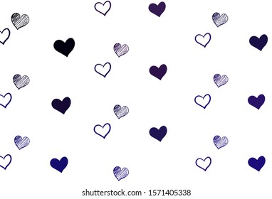 Light Purple, Pink vector texture with lovely hearts. Blurred decorative design in doodle style with hearts. Design for your business advert of anniversary.