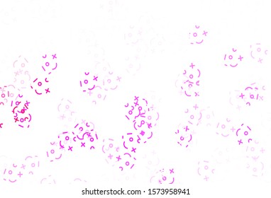 Light Purple, Pink vector texture with mathematic symbols. Illustration with Numeral symbols on abstract template. Pattern for ad, booklets, leaflets of education.