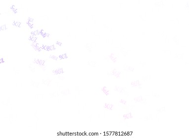 Light Purple, Pink vector texture with selling prices 30, 50, 90 %. Illustration with signs of sales on abstract template. Design for business ads, commercials.