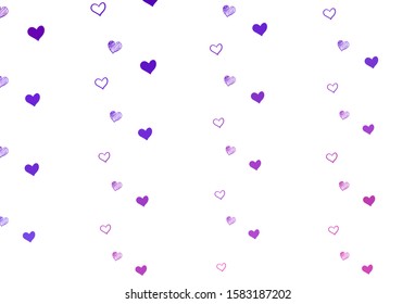 Light Purple, Pink vector texture with lovely hearts. Blurred decorative design in doodle style with hearts. Pattern for marriage gifts, congratulations.