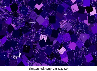 Light Purple, Pink vector texture with poly style with circles, cubes. Abstract illustration with colorful dots, lines, cubes. Modern template for landing page.