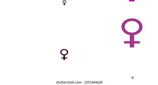 Light Purple, Pink vector texture with women's rights symbols. Illustration with signs of women's strength and power. Base for your app design.
