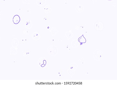 Light Purple, Pink vector texture with delicious snacks. Colorful decorative design of snacks in doodle style. Pattern for ads of breakfast, lunch, dinner.