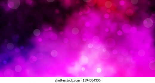 Light Purple, Pink vector texture with disks. Glitter abstract illustration with colorful drops. Pattern for websites.