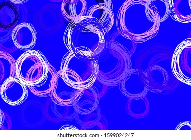 Light Purple, Pink vector texture with disks. Blurred decorative design in abstract style with bubbles. Pattern for futuristic ad, booklets.