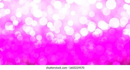 Light Purple, Pink vector texture with disks. Glitter abstract illustration with colorful drops. Pattern for booklets, leaflets.