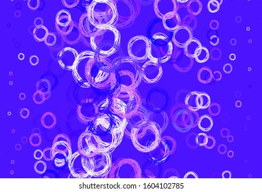 Light Purple, Pink vector texture with disks. Illustration with set of shining colorful abstract circles. Design for your business advert.