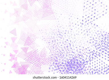Light Purple, Pink vector texture with triangular style with circles. Beautiful illustration with circles, triangles in nature style. Best design for poster, banner.