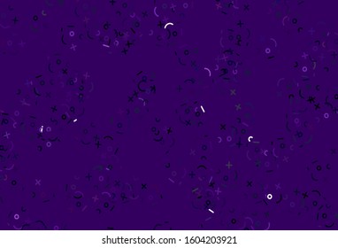 Light Purple, Pink vector texture with mathematic symbols. Colored mathematic signs with gradient on white background. Pattern for school, grammar websites.