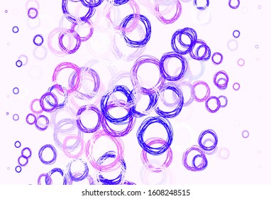 Light Purple, Pink vector texture with disks. Blurred bubbles on abstract background with colorful gradient. Design for your business advert.