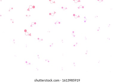 Light Purple, Pink vector texture with triangular style with circles. Glitter abstract illustration with spheres, triangular lines. Pattern for booklets, leaflets