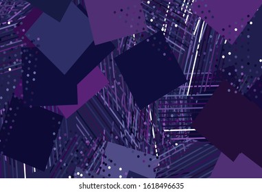 Light Purple, Pink vector texture with poly style with circles, cubes. Glitter abstract illustration with spheres, squares, lines. Modern template for landing page.