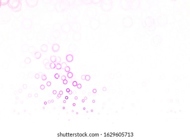 Light Purple, Pink vector texture with disks. Blurred decorative design in abstract style with bubbles. Pattern for textures of wallpapers.