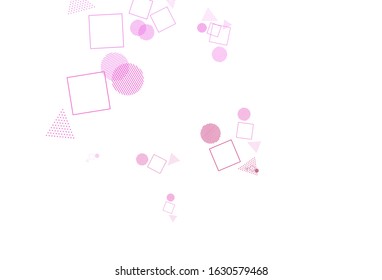 Light Purple, Pink vector texture with poly style with circles, cubes. Illustration with colorful circles, triangles, rectangles. Pattern for websites.