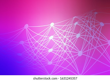Light Purple, Pink vector texture with artificial intelligence concept. Shining illustration with AI shapes on abstract template. Template for ads of intellect, innovations.