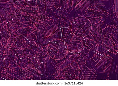 Light Purple, Pink vector texture with triangular style with circles. Modern abstract illustration with colorful dots, lines. Pattern for booklets, leaflets