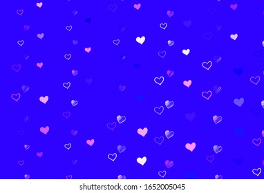 Light Purple, Pink vector texture with lovely hearts. Beautiful colored illustration with hearts in celebration style. Pattern for marriage gifts, congratulations.