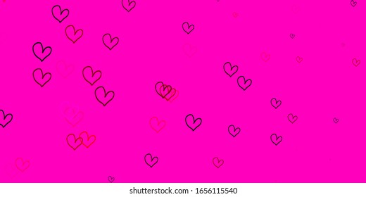 Light Purple, Pink vector texture with lovely hearts. Illustration with hearts in love concept for valentine's day. Template for Valentine's greeting postcards.