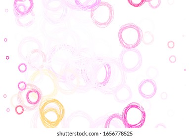 Textura vectorial rosa pálido con discos. Ilustración con un conjunto de círculos abstractos de colores brillantes. Patrón de anuncios futuristas, folletos.