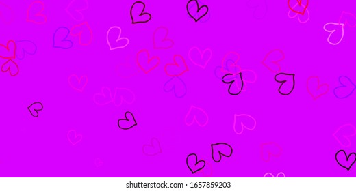 Light Purple, Pink vector texture with lovely hearts. Illustration with hearts in love concept for valentine's day. Pattern for valentine's ad, booklets.