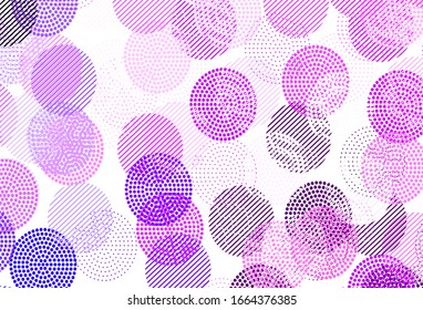 Light Purple, Pink vector texture with disks. Beautiful colored illustration with blurred circles in nature style. Design for your business advert.