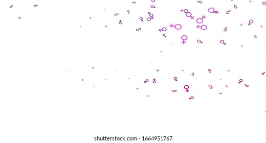 Light Purple, Pink vector texture with women's rights symbols. Abstract illustration with a depiction of women's power. Smart design for your apps.