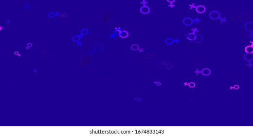 Light Purple, Pink vector texture with women's rights symbols. Abstract illustration with a depiction of women's power. Design for landing pages.