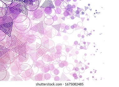 Light Purple, Pink vector texture with triangular style with circles. Beautiful illustration with circles, triangles in nature style. Best design for poster, banner.