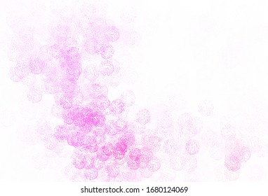 Púrpura clara, textura vectorial rosa con discos, líneas. Ilustración con un conjunto de círculos coloridos y abstractos, líneas. Patrón de anuncios futuristas, folletos.