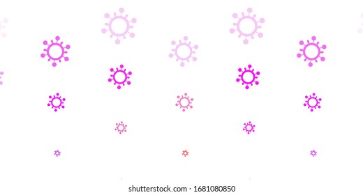 Púrpura clara, textura vectorial rosa con símbolos de enfermedad. Diseño simple en estilo abstracto con formas de infección. Mejor diseño para eventos de cuarentena.
