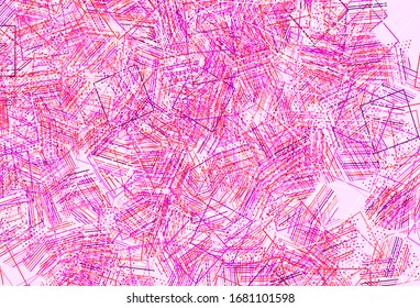 Light Purple, Pink vector texture with poly style with circles, cubes. Glitter abstract illustration with spheres, squares, lines. Pattern for booklets, leaflets