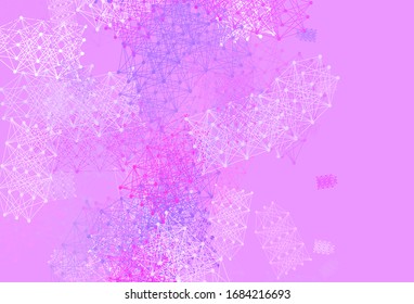 Light Purple, Pink vector texture with artificial intelligence concept. Colored AI structure with gradient lines and dots. Template for ads of intellect, innovations.