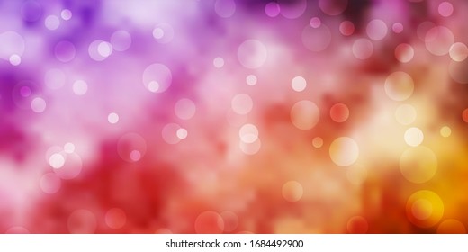 Light Purple, Pink vector texture with disks. Colorful illustration with gradient dots in nature style. New template for a brand book.