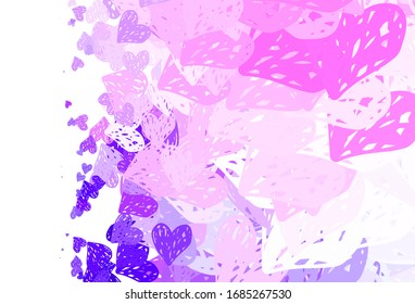 Light Purple, Pink vector texture with lovely hearts. Shining illustration with hearts on abstract template. Pattern for marriage gifts, congratulations.