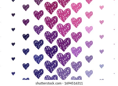 Light Purple, Pink vector texture with lovely hearts. Decorative design with hearts in simple style . Pattern for valentine's ad, booklets.