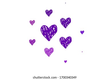 Light Purple, Pink vector texture with lovely hearts. Beautiful celebration style hearts on abstract illustration. Pattern for marriage gifts, congratulations.