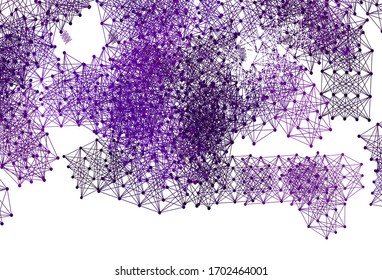 Leichte violette, rosafarbene Vektorillustration mit künstlicher Intelligenz. Abstrakte Illustration mit Links und Punkten von AI. Muster für Wissenschaft, futuristische Entwürfe.