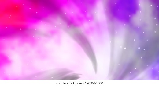 Púrpura clara, textura vectorial rosa con bellas estrellas. Brillante ilustración colorida con estrellas pequeñas y grandes. Diseño para su promoción empresarial.