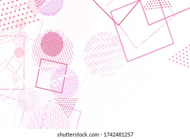 Light Purple, Pink vector texture with poly style with circles, cubes. Illustration with set of colorful circles, triangles, squares. Pattern for websites.